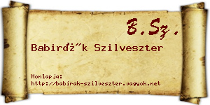 Babirák Szilveszter névjegykártya